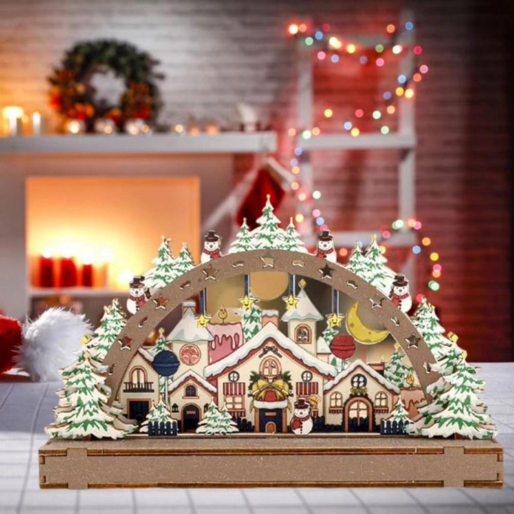 Handmade Christmas Wooden Ornament Xmas Tree Christmas DIY Assemble Xmas Village House  Christmas