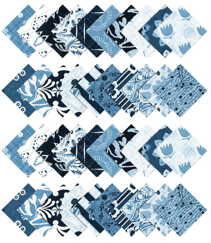 Soimoi 40Pcs Block Print Cotton Precut Fabrics For Quilting Craft Strips 2.5x42inches Jelly Roll -