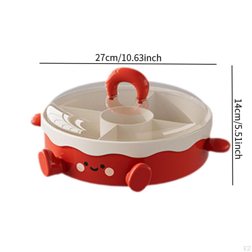 Divided Serving Tray with Clear Lid Creative Versatile Decorative Appetizer Food Storage