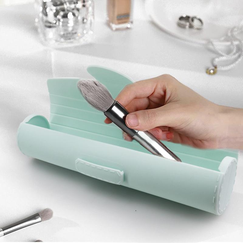 Makeup Brush Set Storage Bag, Desktop Makeup Brush Storage Silicone Bag, Silicone Makeup Brush Brush Bag.