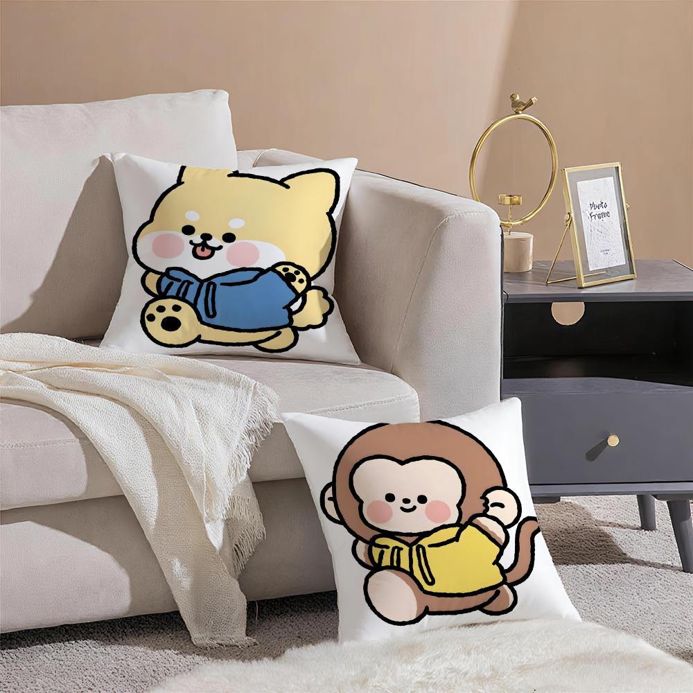 Small Animal Cartoon Happy Sports Cushion Cover Linen Pillowcase Soft For Sofa Bed Home Room Decor