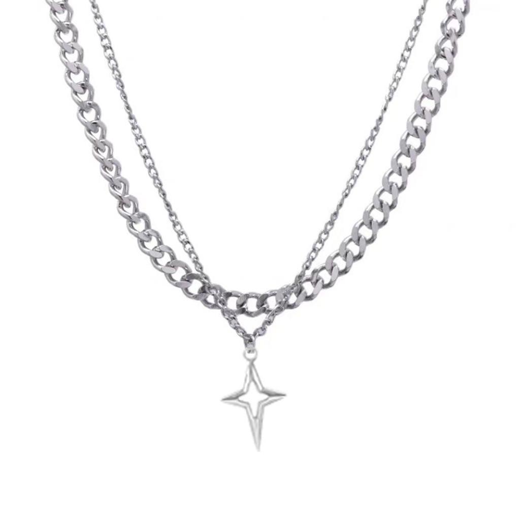 Stylish Zinc Alloy Necklace With Star Pendant Adjustable Chain Lightweight Neckchain Unisex Jewelry Gift