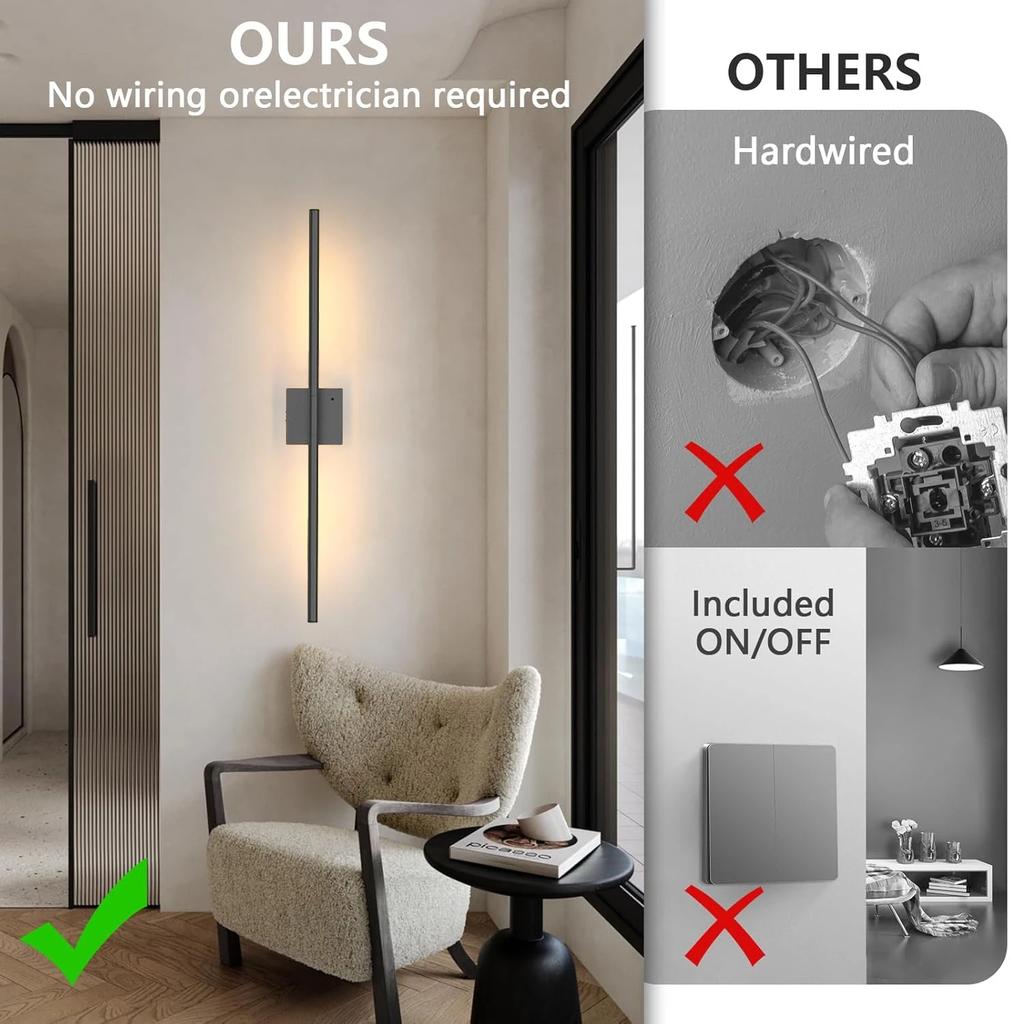 Rechargeable LED Wall Lamp Rotatable Segmented Warm Light For Living Room Bedroom Hallway Study Room Restroom Indoor Lighting