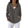 Women's Fashion Solid Color Long Sleeve Button Hooded Casual Commuting Knitted Jacket