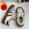 Neue Luxus Baumwollschuhe Frau Klassische Sneaker Damen Freizeitschuhe Leder Retro Low Cut Schnürschuhe Casual Sneaker Übergröße 44