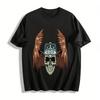Vintage Crown Skull Wing Print Streetwear Casual Men's T-Shirt Pure Cotton T-shirt