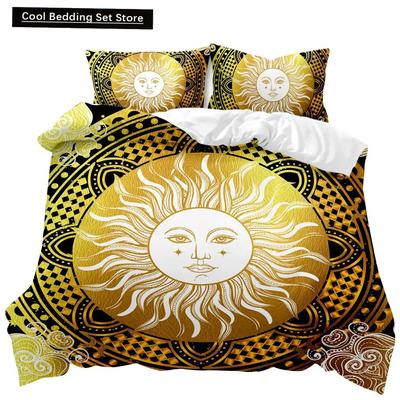 Bohemian Duvet Cover Set Golden Sun Twin Bedding Set Boho Style for Teens Adults Double Queen King Size Polyester Qulit Cover