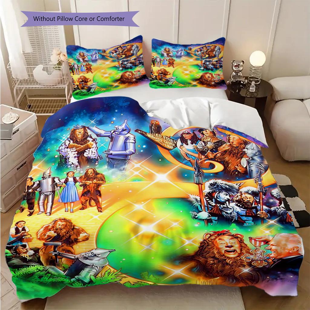 Fantasy Journey Through Emerald City Three-piece set (1 * duvet cover + 2 * pillowcase, without core) 2D Flat Soft and comfortable Bedding set
