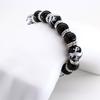 Ishiki 4A Prayer Beads, Silver Carved Dragon, 14mm Onyx Bracelet, with Paulownia Wood Box, Charm for Good Fortune, Natural Stone, B011