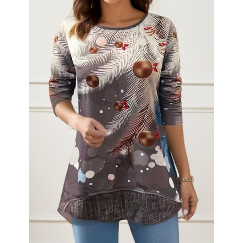 BITCED Women's Fashion Casual Autumn Winter Long Sleeve O-Neck Blouses & Shirts