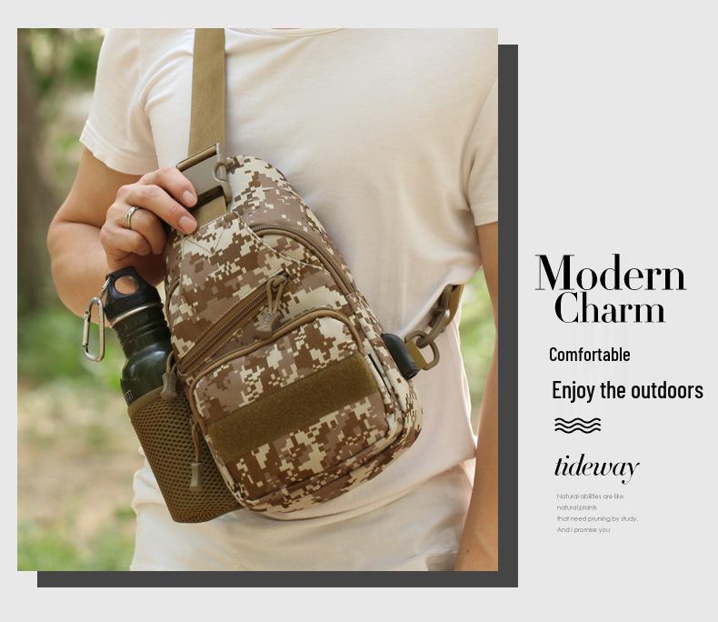 New Tactical Shoulder Bag with USB, Water Bottle Holder, and iPad Slot for Outdoor Use