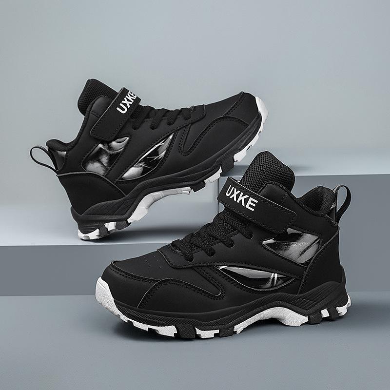 Children's sports shoes spring new leather wear-resistant boys high-top running shoes medium and large children's non-slip shock-absorbing casual sho