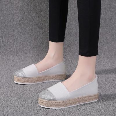 Spot 2021 Hemp Rope Woven Thick-soled Fisherman Shoes Women's Foreign Trade Large Size Breathable Wish Canvas Shoes Flat-soled Single Shoes