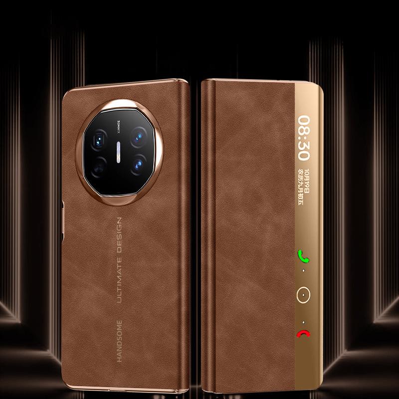 Suitable for Huawei MateX6 Mobile Phone Case Sheepba Picosecond Transform Smart Window Folding Anti-fall Flip Business Men's Leather Case