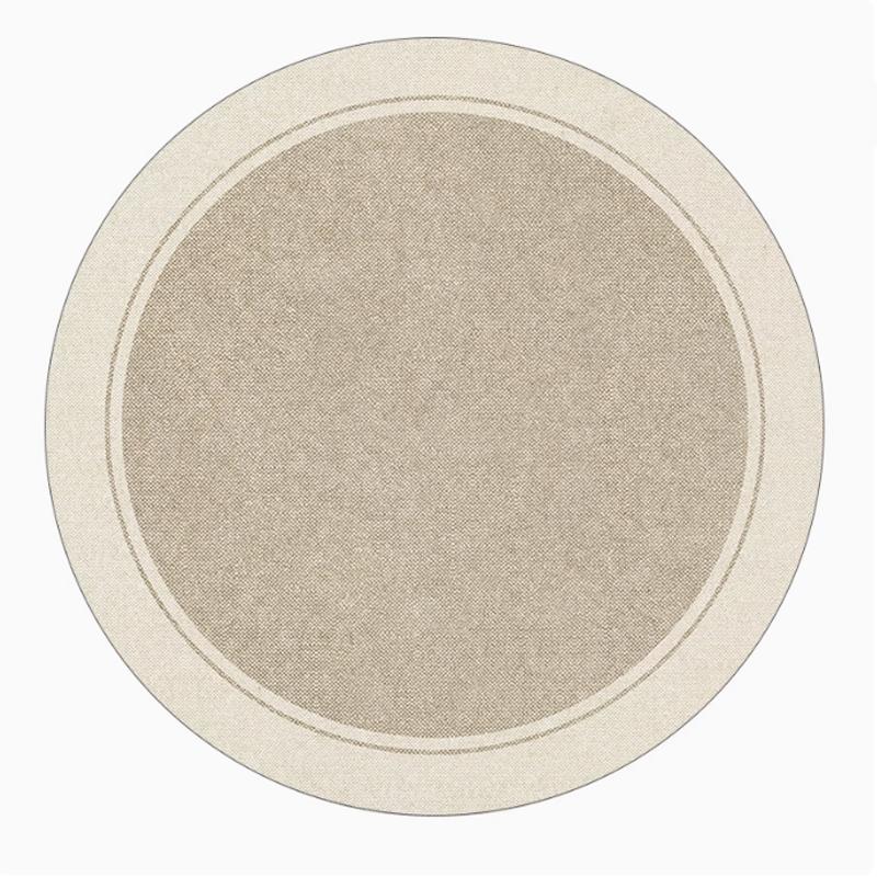 

Cream Round Living Room Carpets Stylish Light Luxury Bedroom Bedside Rug Foldable Machine Washable Balcony Soft Floor Mat Diameter 80cm