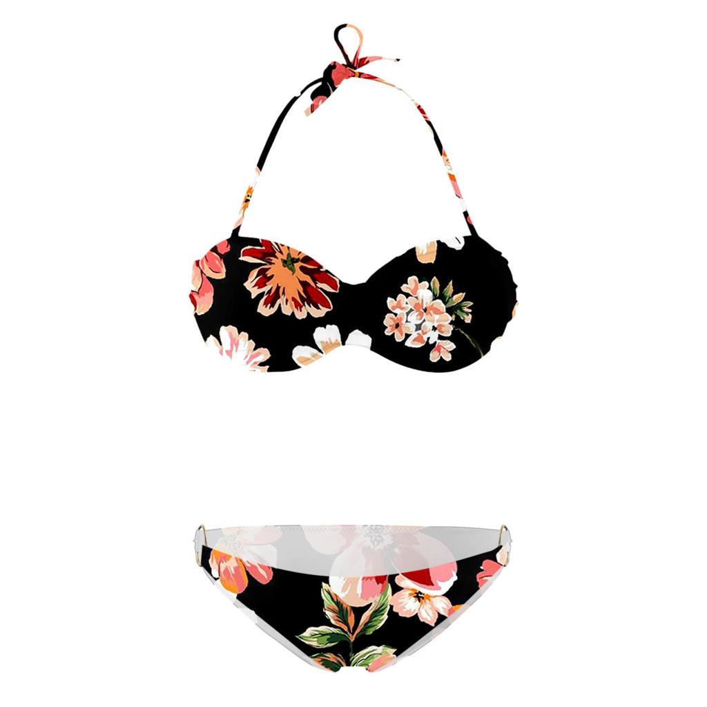 2024 European and American Women's Sexy Split Swimsuit with Hard Cup and Double Ring Bikini