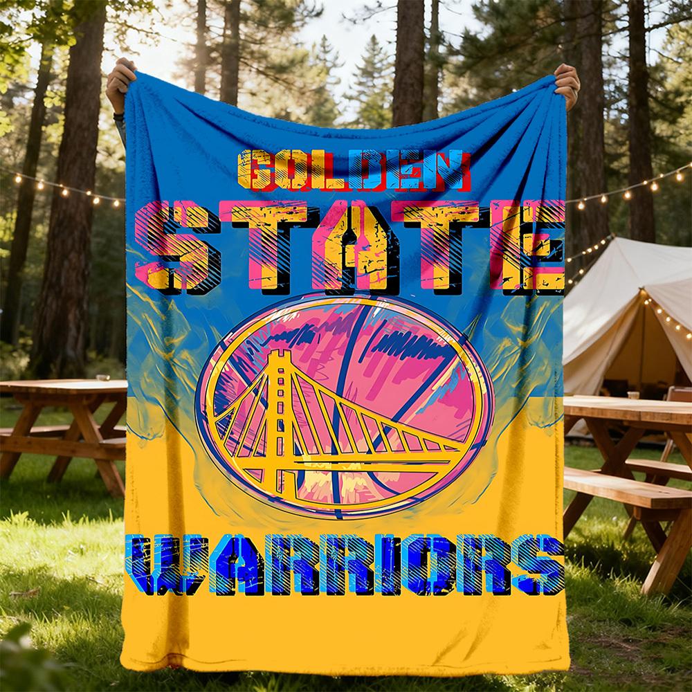 1PC Golden State Warriors Outdoor Blanket Lightweight Flannel, Soft & Warm, All-Season Use for Sofa, Outdoor, Camping, Living Room, Office18