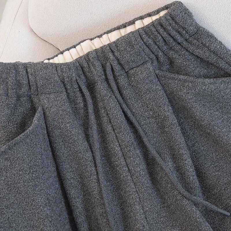 SIBASHE Women's High Waist Drawstring Fleece-Lined Wide-Leg Pants