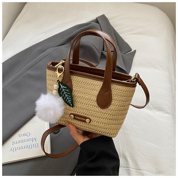 

Rainbow woven small bag women s 2025 new seaside vacation straw bag portable bucket bag foreign style messenger bag tide хаки