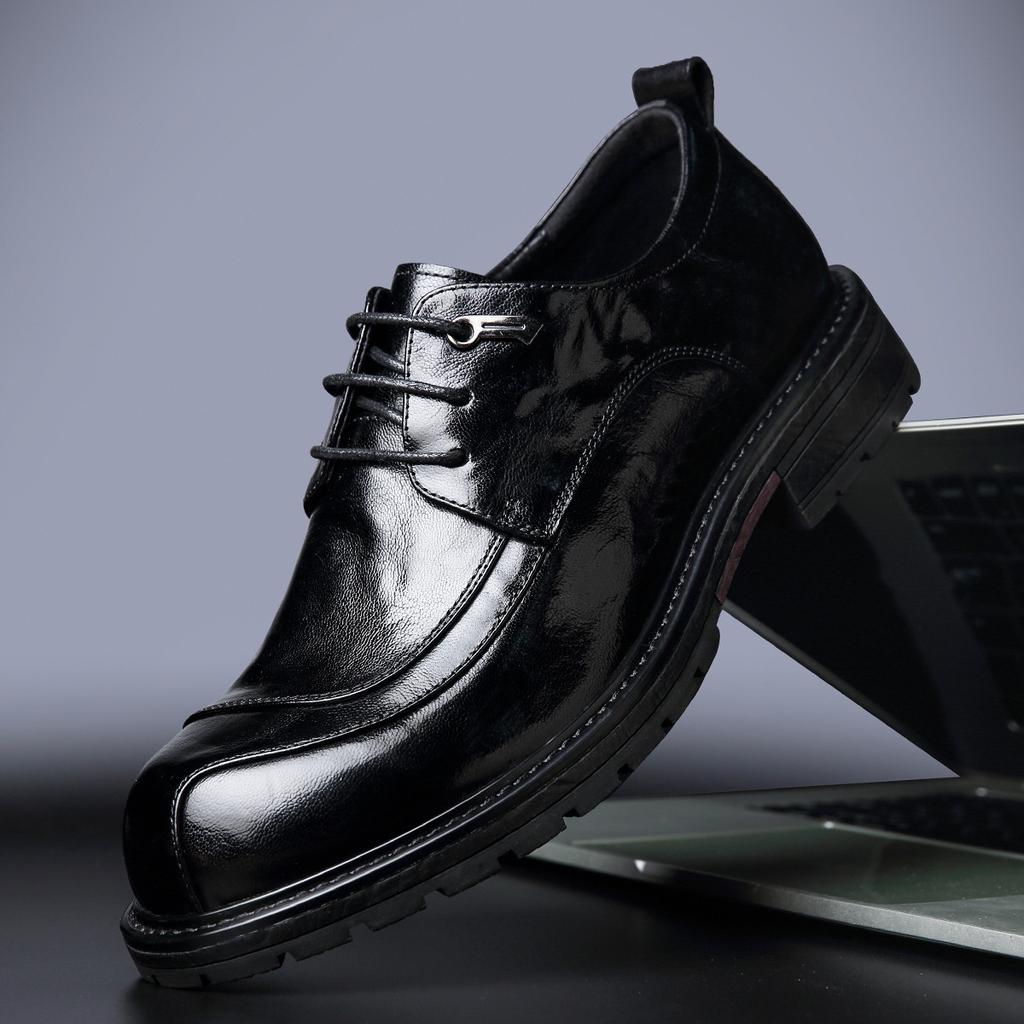 Męskie formalne buty skórzane męskie buty skóra naturalna buty derby casualowe na platformie buty do dojazdów do pracy męskie sznurowane modne biznesowe dojazdy do pracy