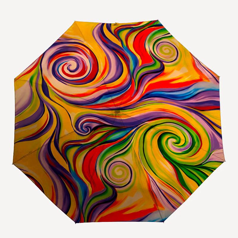 1pc Swirls Abstract Automatic Open/Close Umbrella, Portable Folding Umbrella, Compact Travel Umbrella for041