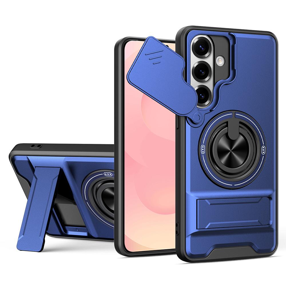 For Samsung Galaxy S26 / S26 Pro Magnetic Case Ring Holder Foldable Kickstand TPU PC Phone Cover with Camera Lens Slider