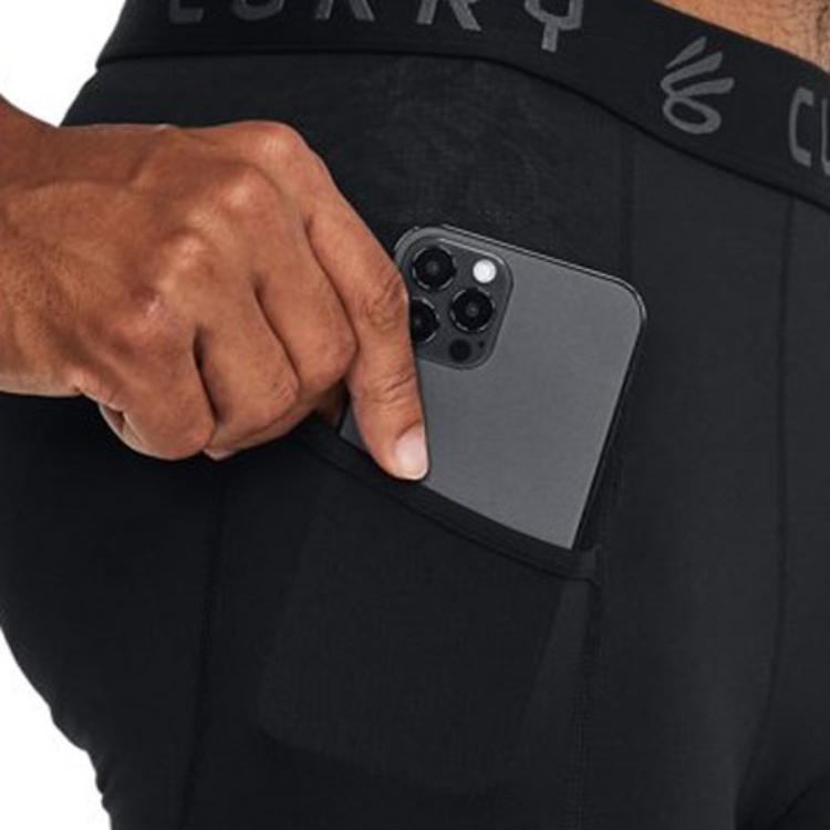Under Armour Curry Color Block Compression 3/4 Pants Men Black 1379828-001