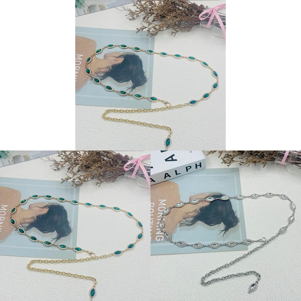 Elegant Female Metal Waist Chain With Water Diamond Embellishment For Summer Fashion Accessory