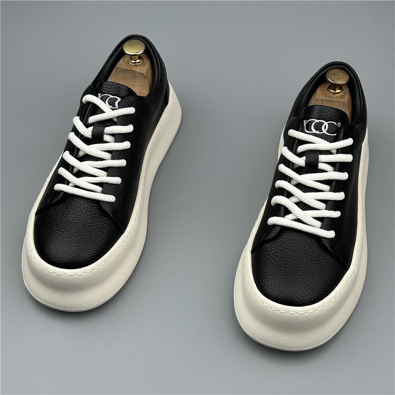 Fashion Fashion Designer New Men's White Black Lace Up Platform Height Increasing Causal Shoes Flats Moccasins Sports Walking Sneakers