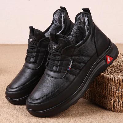 Chaussures d'hiver imperméables en coton pour hommes, doublées en peluche, semelle souple antidérapante pour confort et chaleur
