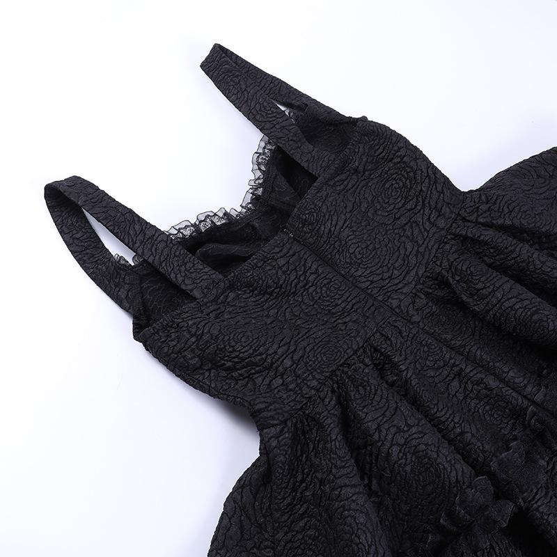 GMXIA Letní krátká sukně Slim Temperament Čistě černé ramínko Čistá touha šaty Žena