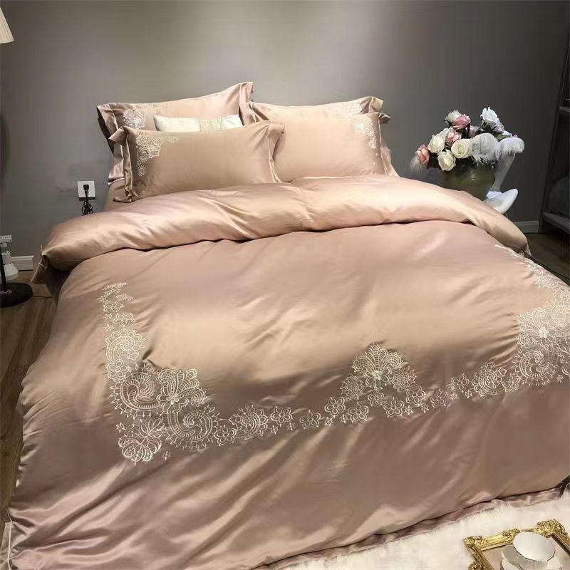 Королевский размер/Королевский размер/Полноразмерный лист Пододеяльник Наволочка Толстый хлопок Спальня Отель Бизнес Вышивка Простое постельное белье Высокое качество full4pc1.5m