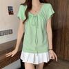 Unique and Chic Front Shoulder Straps, Super Good-looking Short-sleeved T-shirt, Summer White Thin Belly-covering Temperament Top