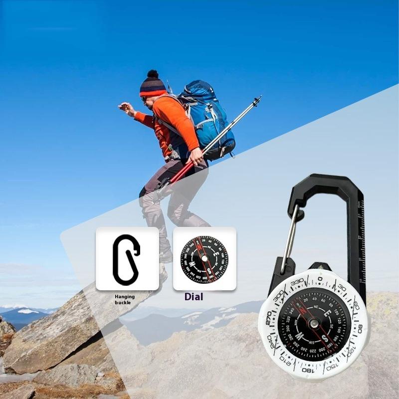 1Pc Luminous Compass Keychain Carabiner Portable Abs Material Directional Guide Sports Off-Road For Hiking Camping