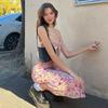 Cnyishe Sweet Summer Style Pink Floral Strap Dress Lace V-neck Patchwork Silm Sheath Dress