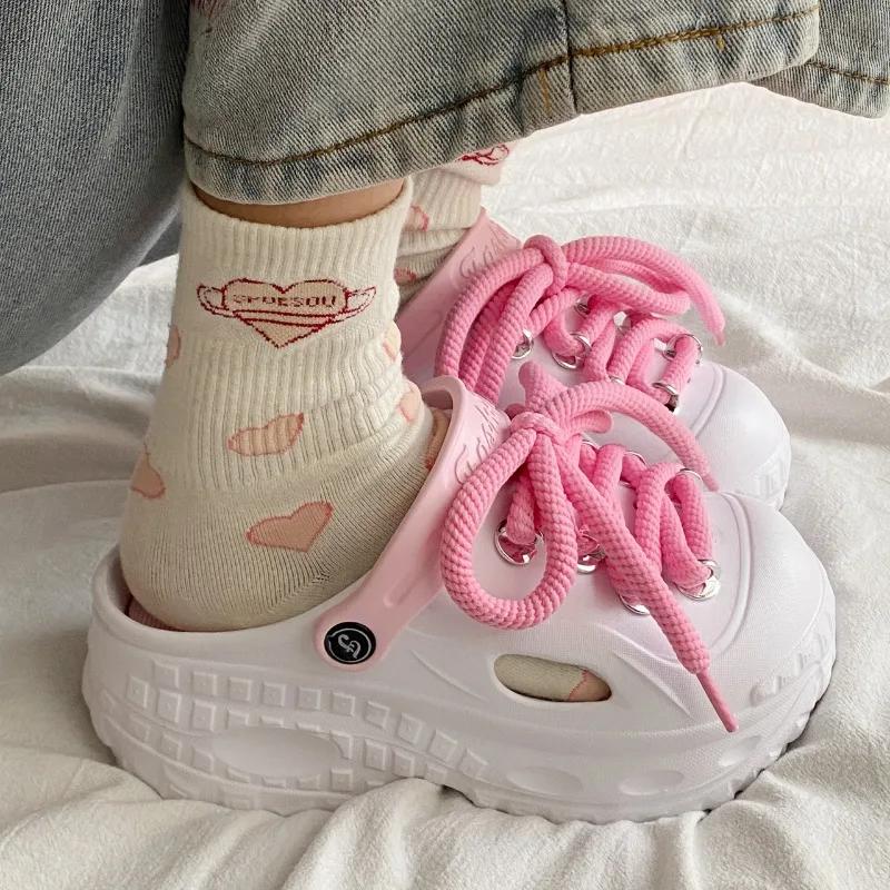 New Women's Shoes Front Lace-up Women's Slippers Fashion Closed Toe Plus Size Beach Best Seller Platform Slippers