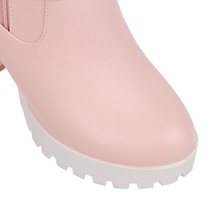 Dámské kotníkové boty na vysokém podpatku podzim a zima nové voděodolné stolkové silný podpatek velká velikost nadýchané kotníkové boty