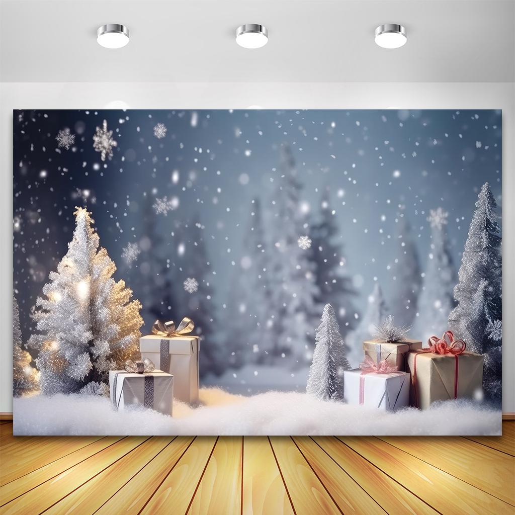 Paesaggio Invernale Foresta Nevosa Montagna Paesaggio Naturale Sfondo di Natale Fotografia Ritratto Bambino Studio Fotografico