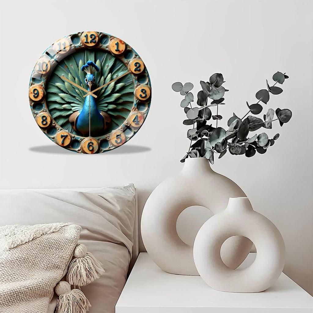30cm Round Glass Wall Clock with a One-Year Manufacturer Warranty On Movement