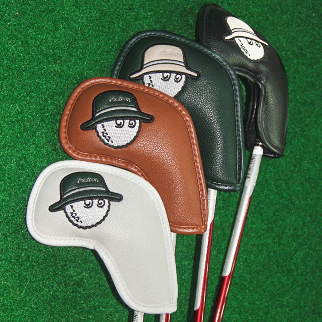 Copritesta Mazza da Golf Cartone Animato Modello Cappello da Pescatore Ricamo Double-face Impermeabile Pelle PU Protettore Accessori da Golf