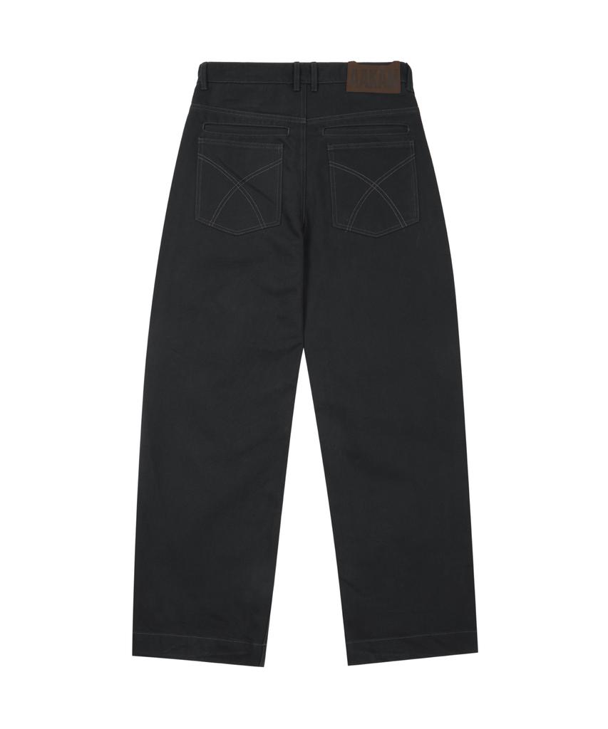 AAKAM Kpt Semi Wide Denim Pants (Black)