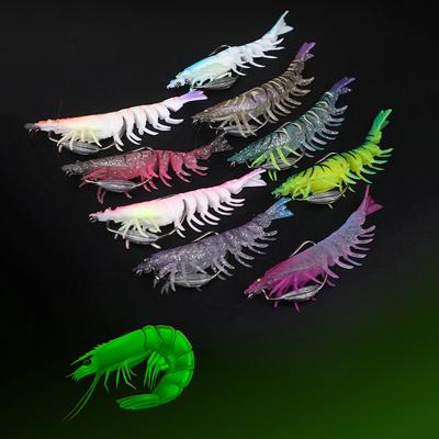 Shrimp 95Mm 10G Tpe Squid Jig Luminous Horizontal Slow Sinking Lure Webfoot Wood Shrimp Octopus Bait Cuttlefish Fishing