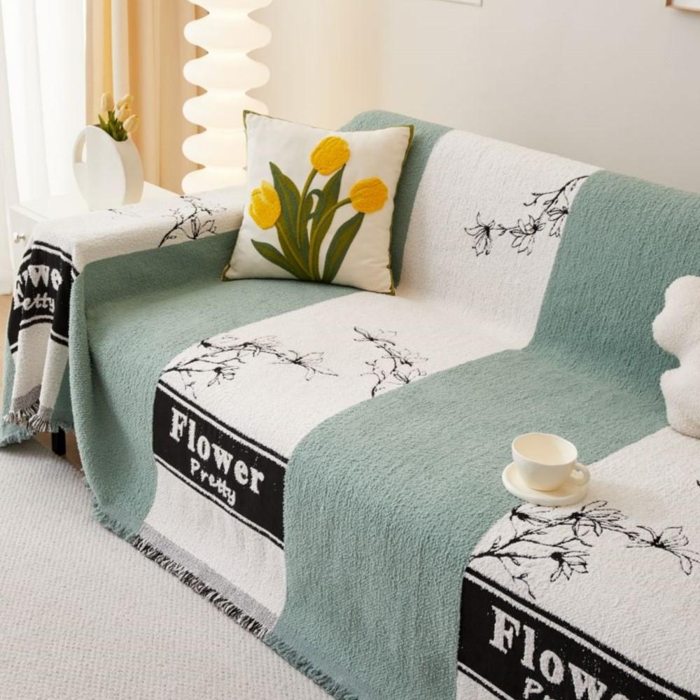 Copridivano a Linea Asciugamano Tessuto Vintage Divano Quattro Stagioni Cuscino Divano Blocco Colore Asciugamano Copertura Totale Coperta