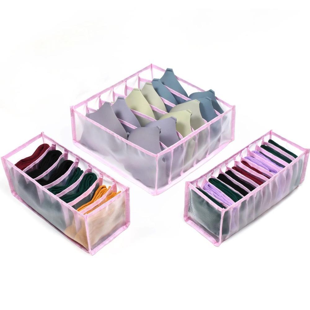 3PCS Washable Home Organization Drawer Divider Foldable Underwear Scarf Storage Pouch  Home & Living