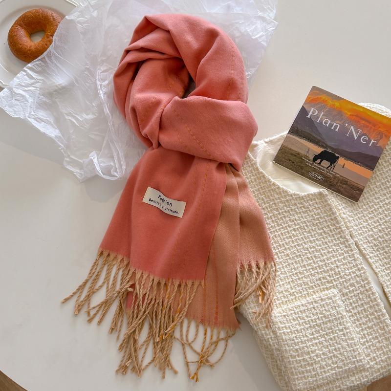 Winter Atmosphere Coat Wear Gentle Taro Purple Soft Waxy High-end Scarf Shawl Women's Double-sided Two-color