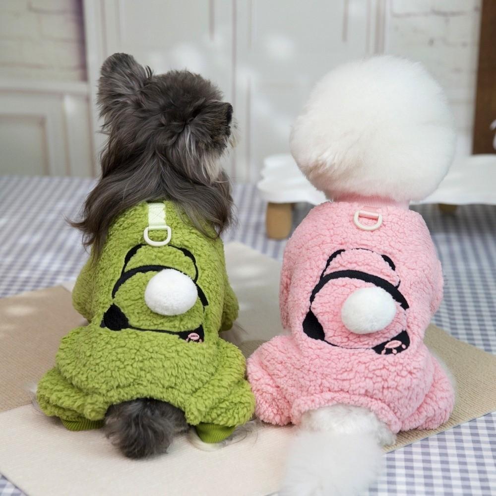 Panda Embroidered Dog Plush Jumpsuit Thickened Warm Winter Dog Clothes Dog Plush Sweater  Outdoor