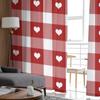 Valentine'S Day Love Red Plaid Tulle Curtains For Living Room Bedroom Home Decor Chiffon Sheer Voile Kitchen Curtain