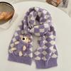 Cute bear short knitted handmade DIY scarf women's winter warm versatile student wool scarf