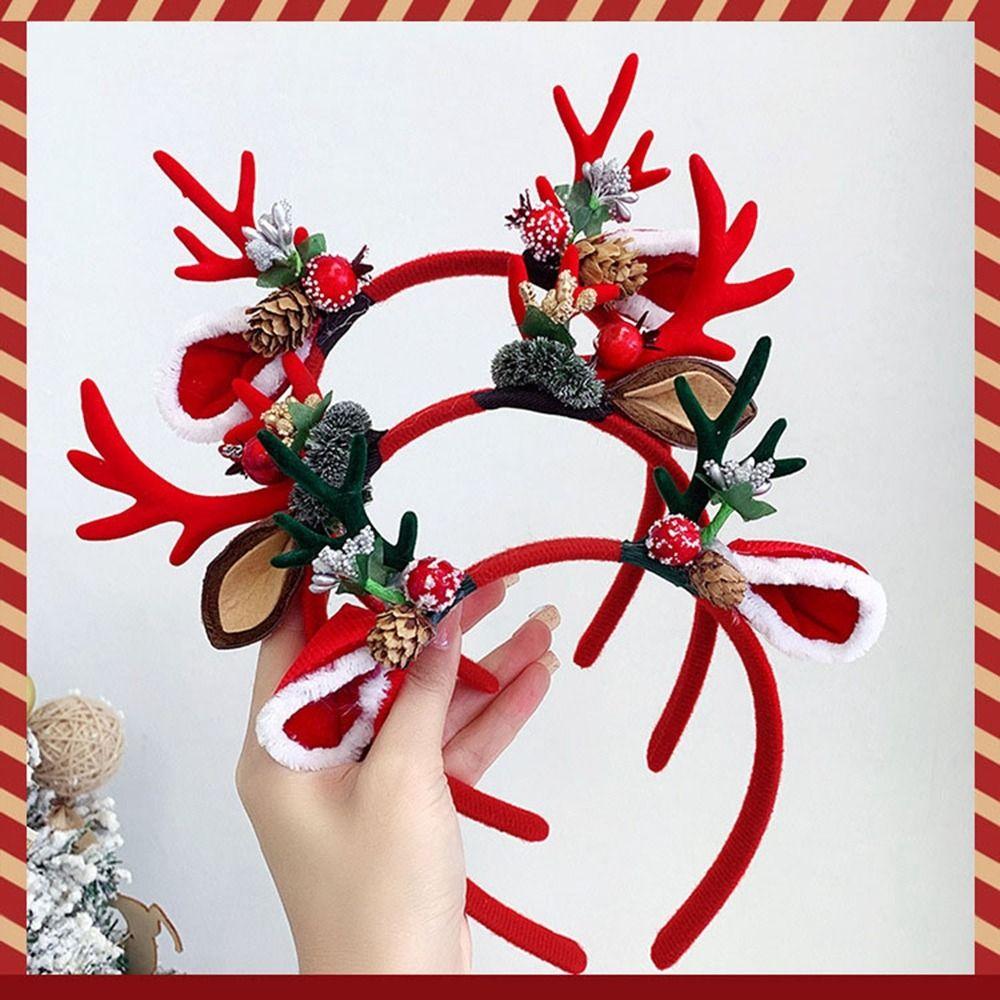 Christmas Decoration Antlers Headband Elk Hair Hoop Deer Horn Hair Band Christmas Headband  Men