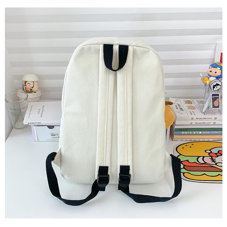 Rucksack aus Cord im koreanischen Stil: Großes Fassungsvermögen, leicht, perfekt für Schule und Reisen